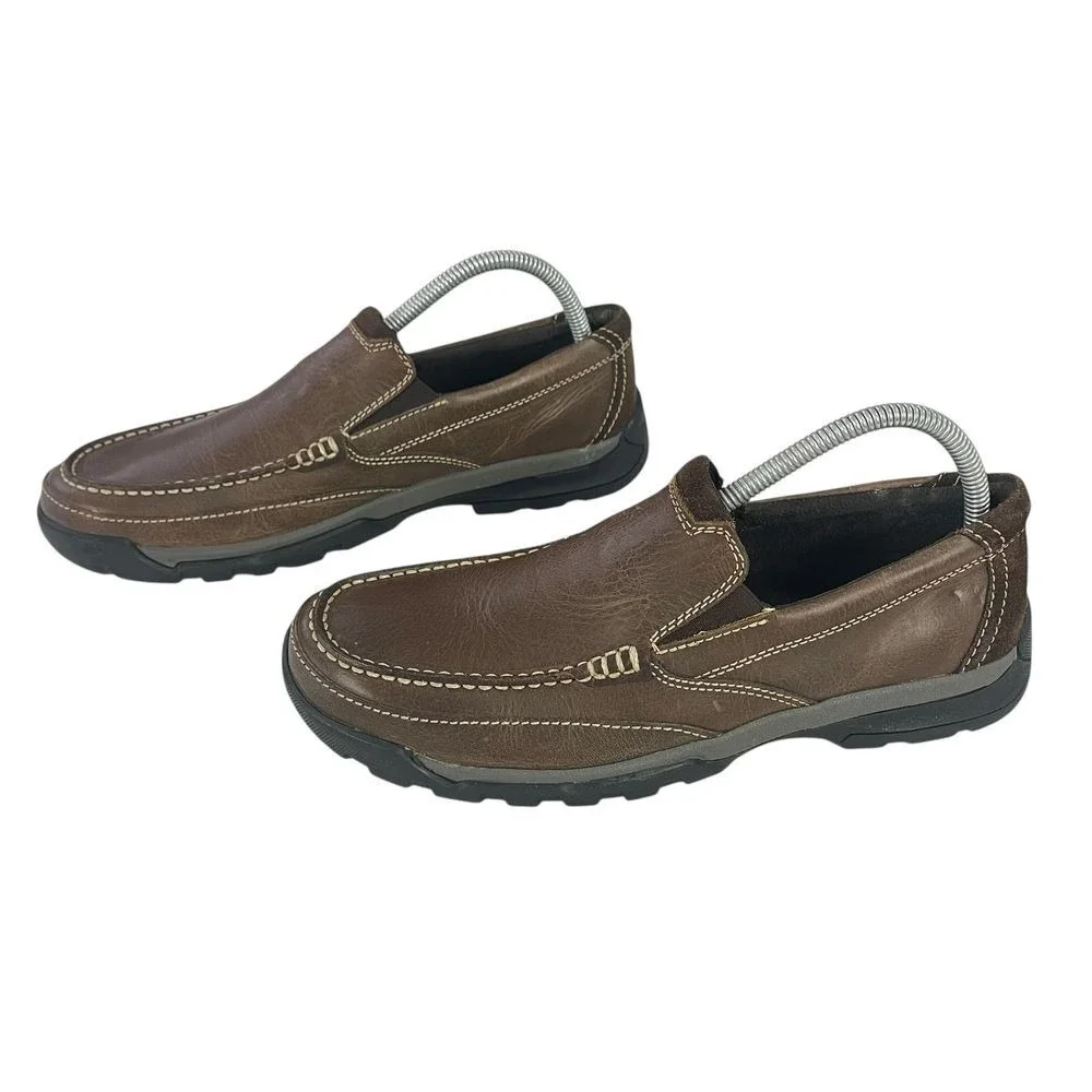 Florsheim Mens 7.5 Leather Slip On Loafers‎ Retro Dad Old School Casual Shoes